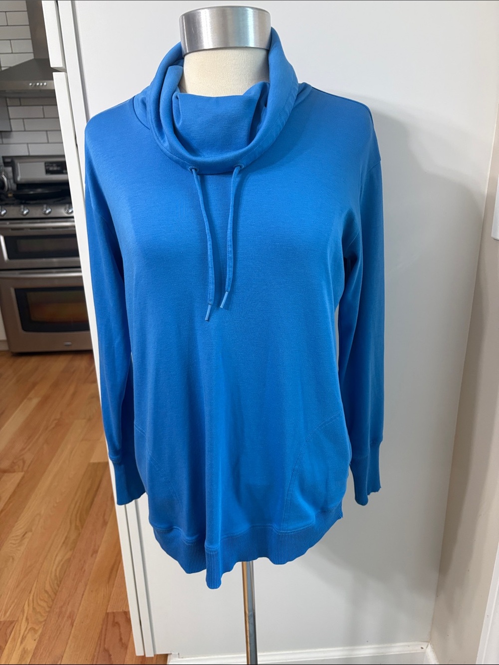 L.L. Bean Supima Cotton Cowl Neck Tunic Pullover Blue S-REG 505466
